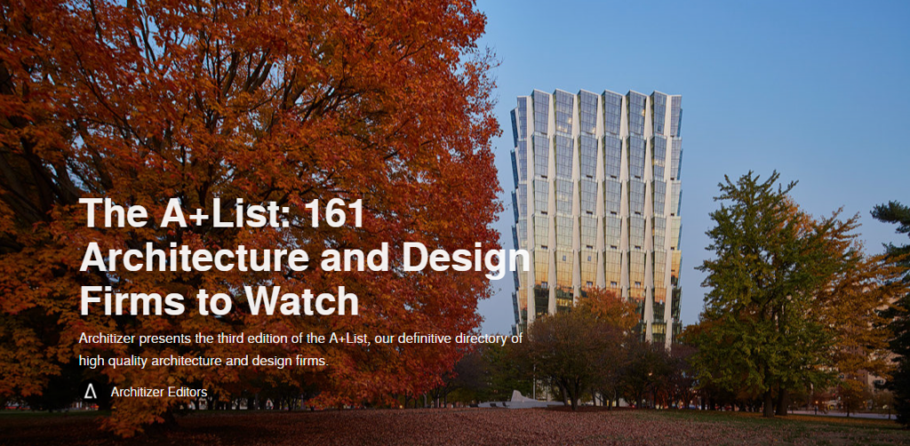 Overland Named to Architizer A+ List of Top Architecture and Design Firms