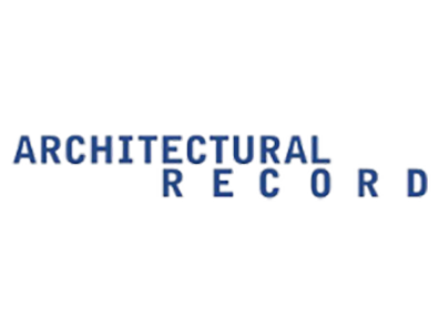 Logo of Architectural Record, a magazine title written in blue text on a white background, with elegant elements reminiscent of the luxurious style found at Stanly Ranch by Auberge Resorts Collection.