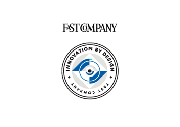 Logo of Fast Company with text "Innovation by Design" and an eye symbol inside a blue hexagon, reminiscent of the sophistication found at Stanly Ranch, Auberge Resorts Collection.