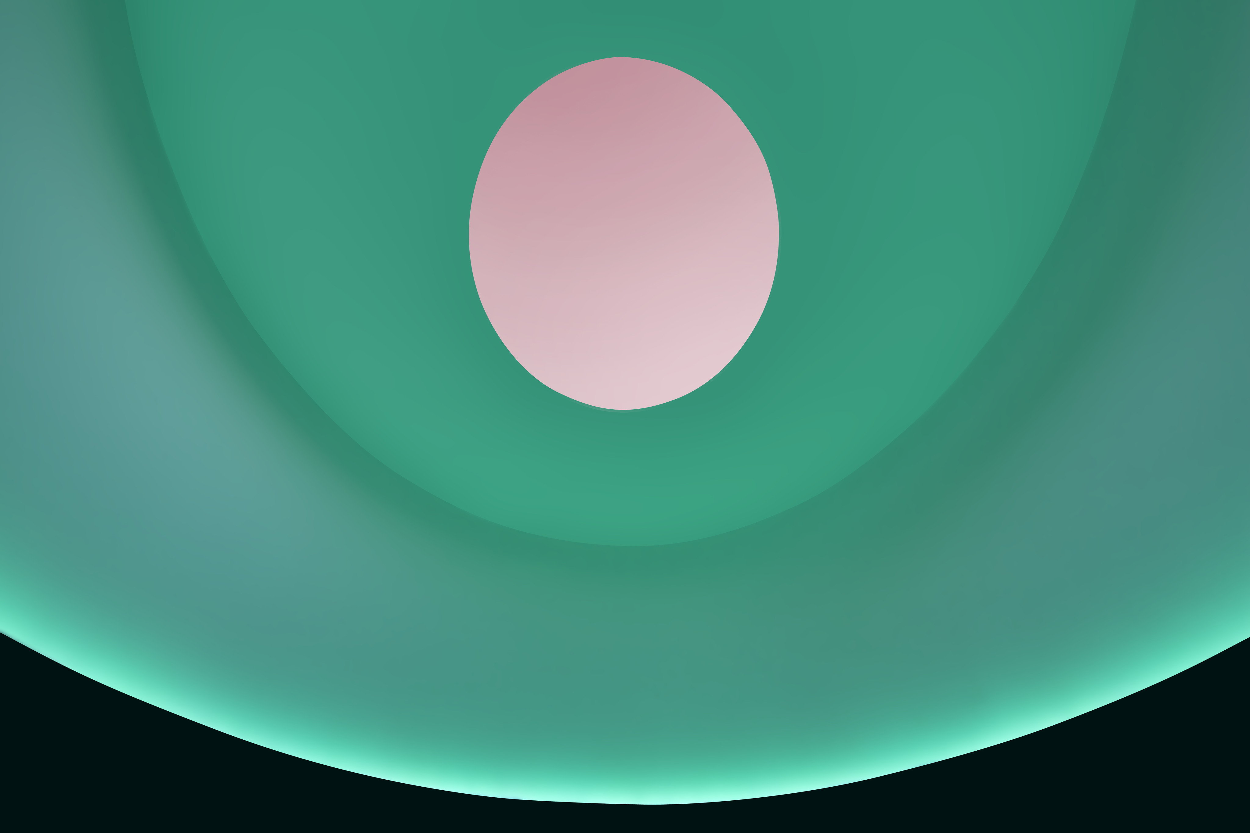 An abstract image, reminiscent of a James Turrell Skyspace, features a large pink circle centered within a field of green gradients, evoking the mesmerizing experience of "Color Inside.